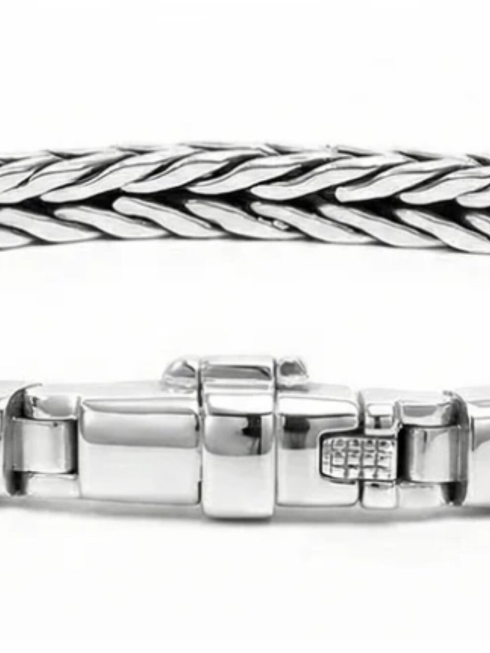 Polished Sterling Silver Braided Men's Bracelet 7"